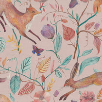 Leaping Into The Fauna Blush Fabric by the Metre