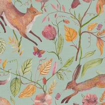 Leaping Into The Fauna Duck Egg Blue Fabric by the Metre